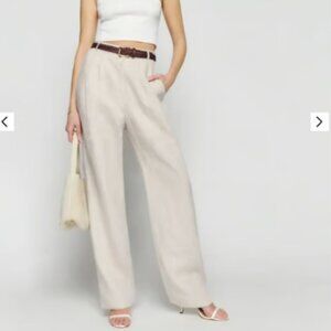 Reformation Mason Linen Pant Oatmeal